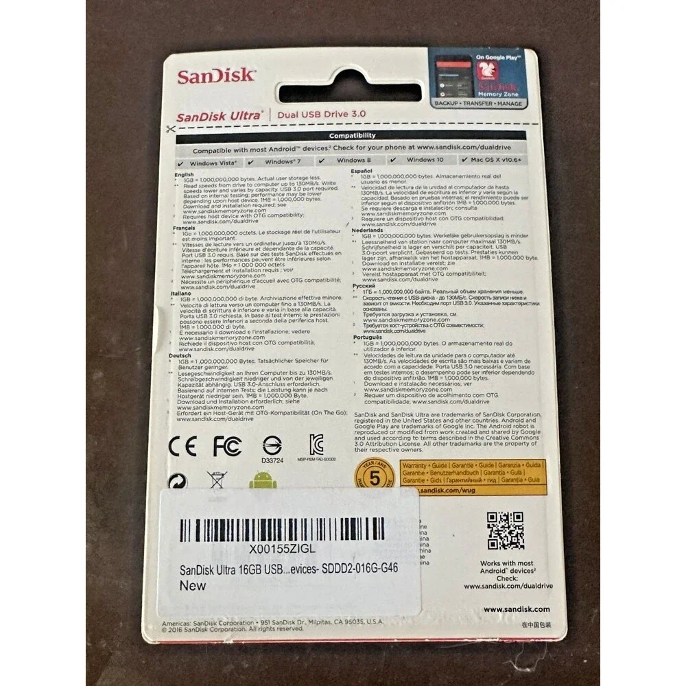 SanDisk Dual USB Drive 3.0 16GB Flash Drive Type-A & Micro USB OTG Compatible